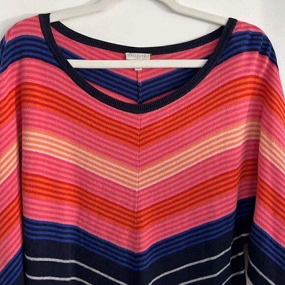 Talbots women’s size medium gorgeous dropped shoulder sweater bright colors - Picture 4 of 11